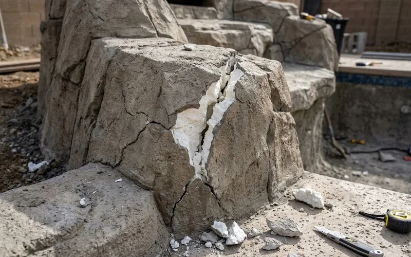 Exposed foam core at crack line