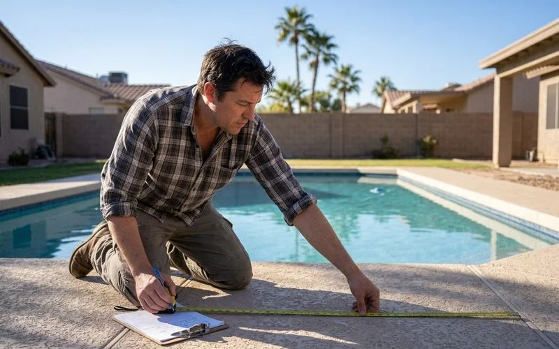 Contractor measuring deck for estimate