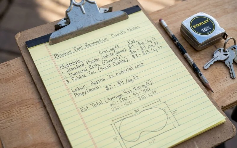 Cost comparison: plaster vs Diamond Brite vs Pebble Tec