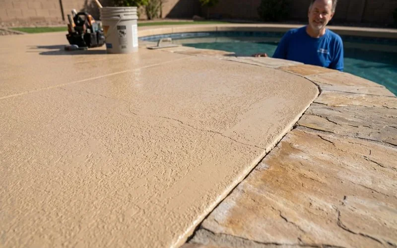 Fresh Cool Deck overlay on crack-repaired concrete