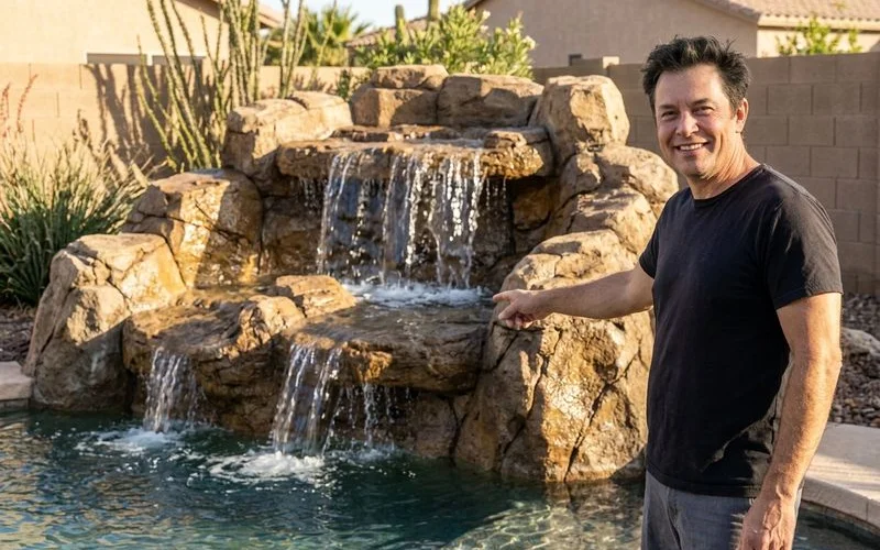 Restored foam waterfall with new shell