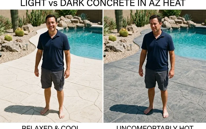 Light vs dark stamped concrete heat comparison