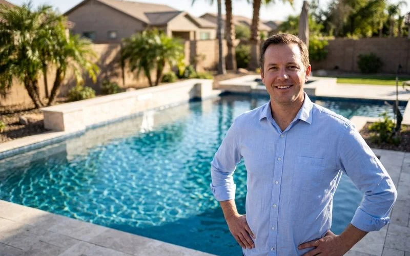 Phoenix pool with Pebble Sheen aggregate finish