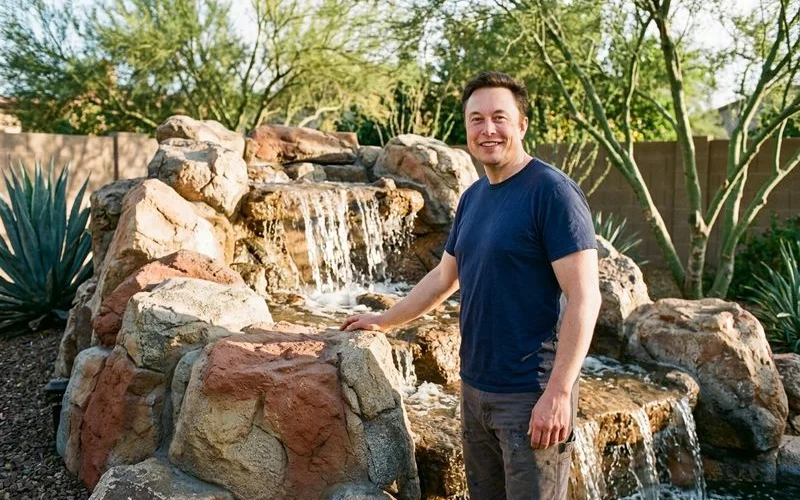 Restored waterfall after professional repair