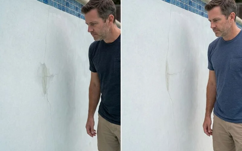 Hairline crack at year 1 vs year 10 after injection