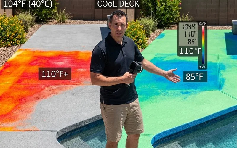 Temperature comparison bare concrete vs Cool Deck