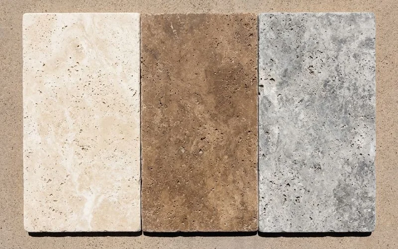 Travertine color comparison — darker runs hotter
