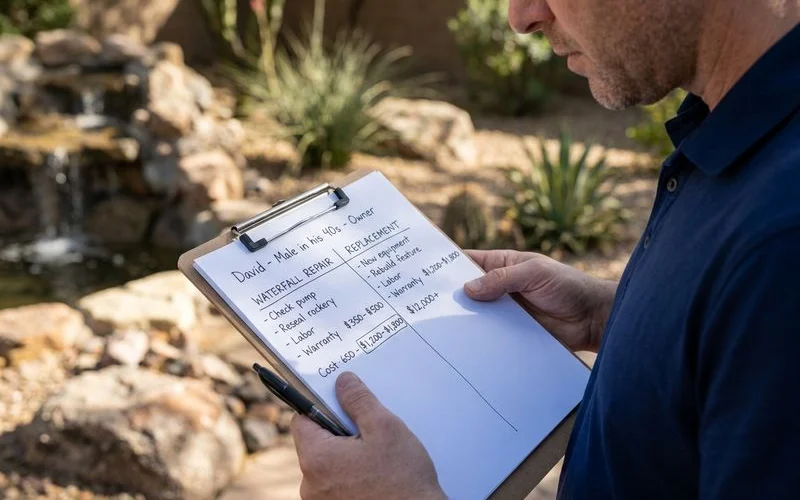 Waterfall repair vs replacement cost comparison