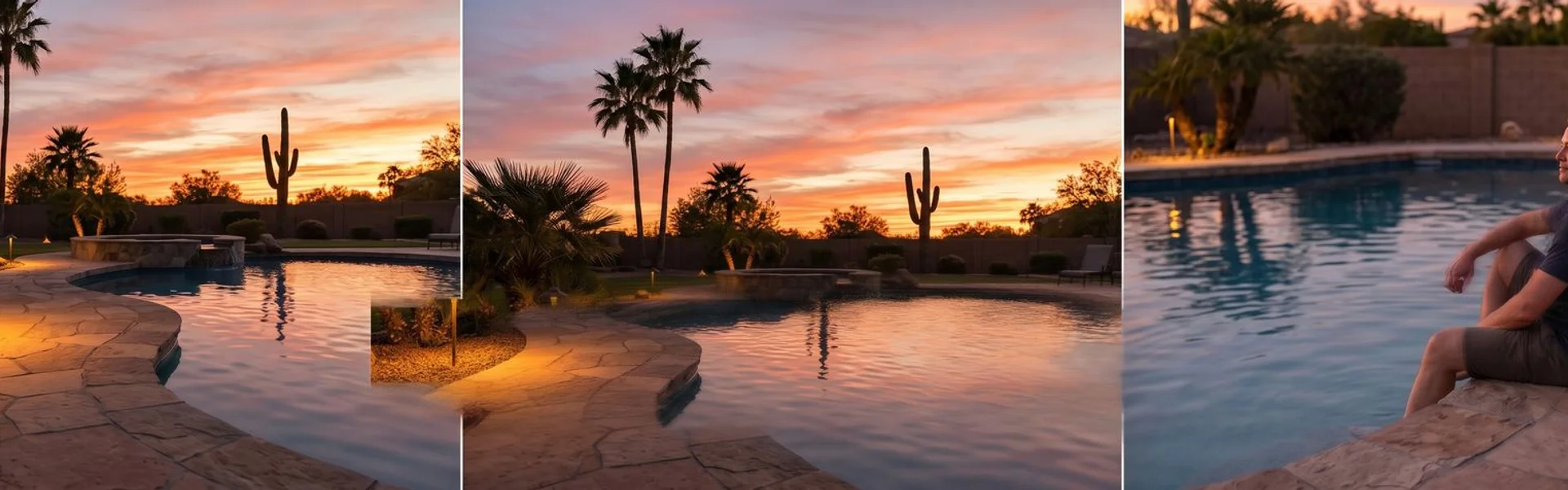 Phoenix pool at sunset