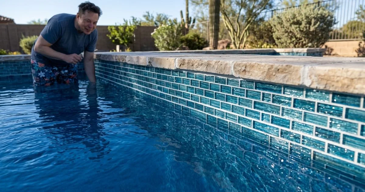 Fresh waterline tile installation with clean grout