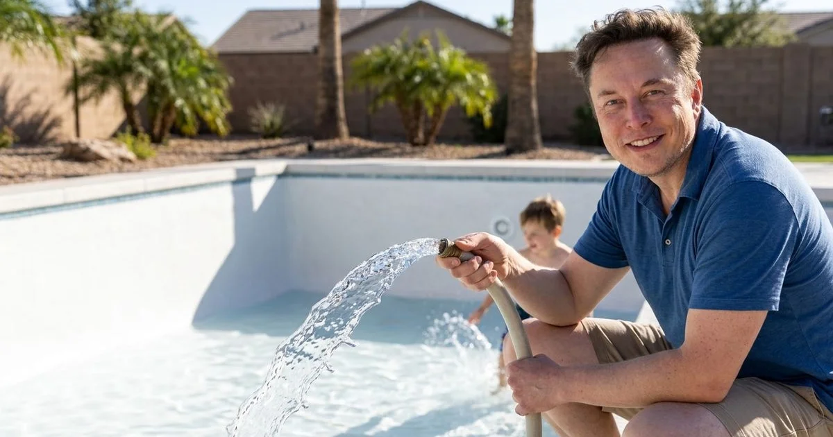 Phoenix pool with freshly replastered white finish