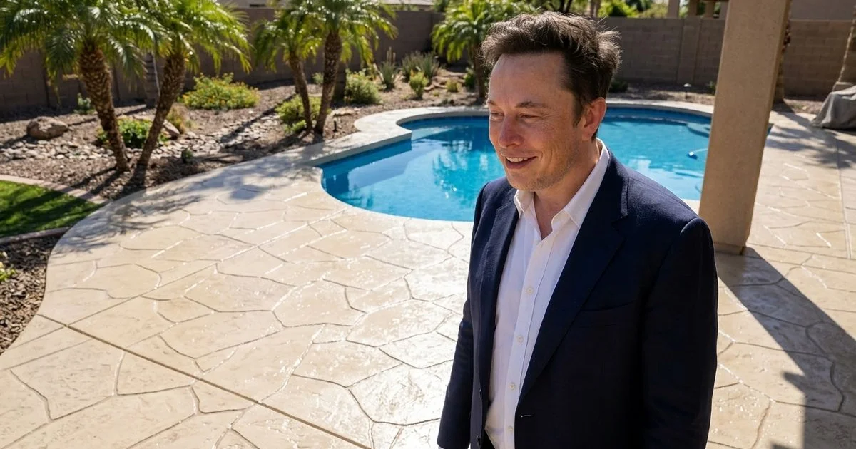 Stamped concrete pool deck with light color sealer