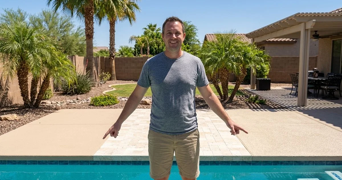 Three pool deck options compared: Cool Deck, Acrylic Lace, Pavers