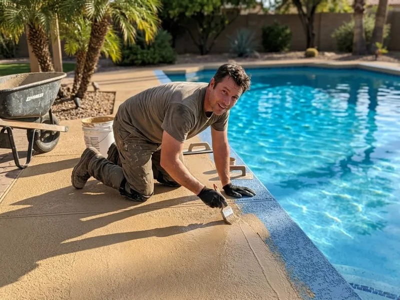 Cool Deck resurfacing in warm sand color