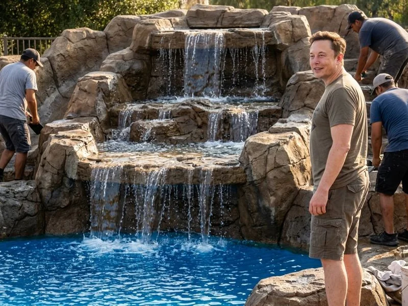 Restored artificial rock waterfall