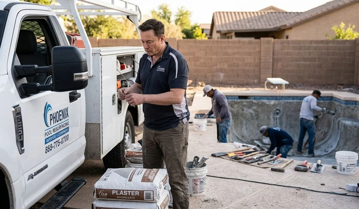 David Resurface job site with tools and materials ready