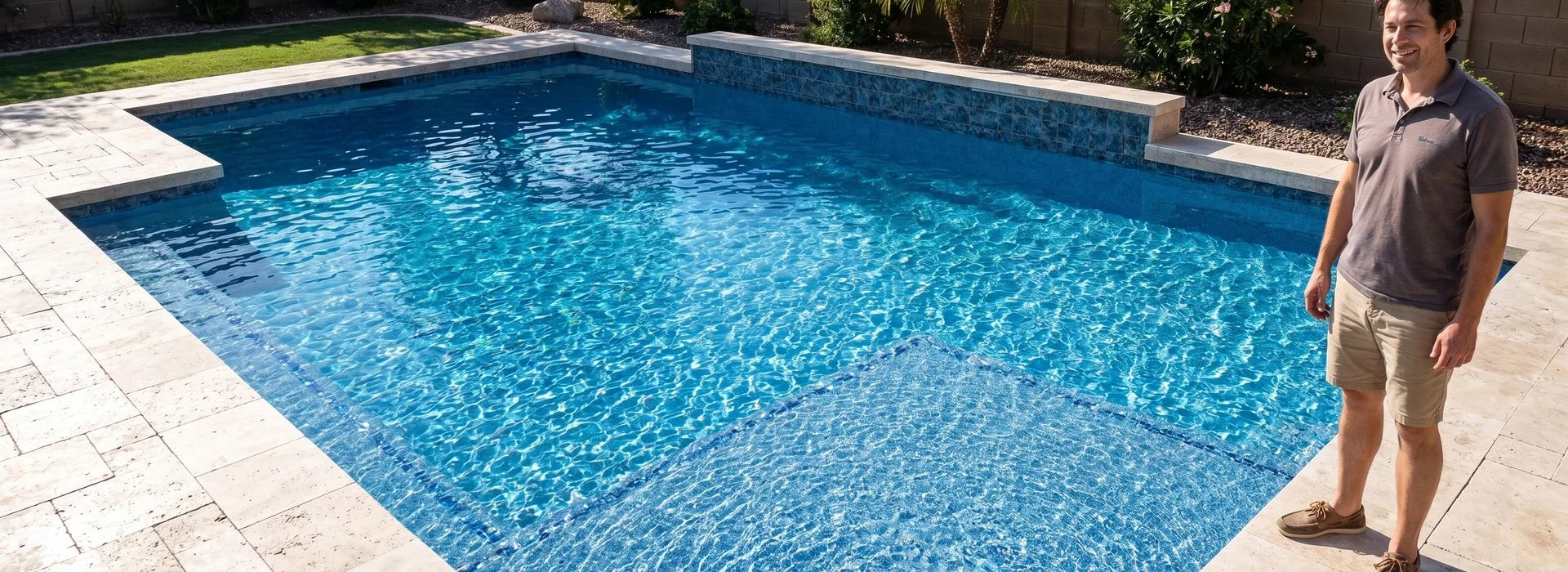 Phoenix pool with fresh Pebble Tec finish