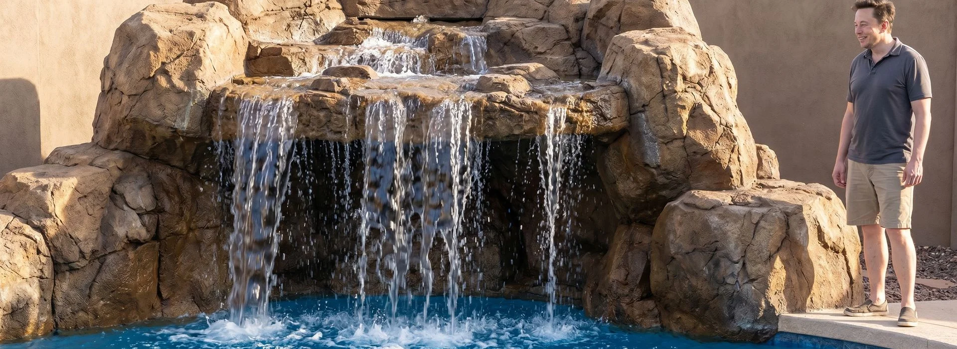 Restored Phoenix pool waterfall