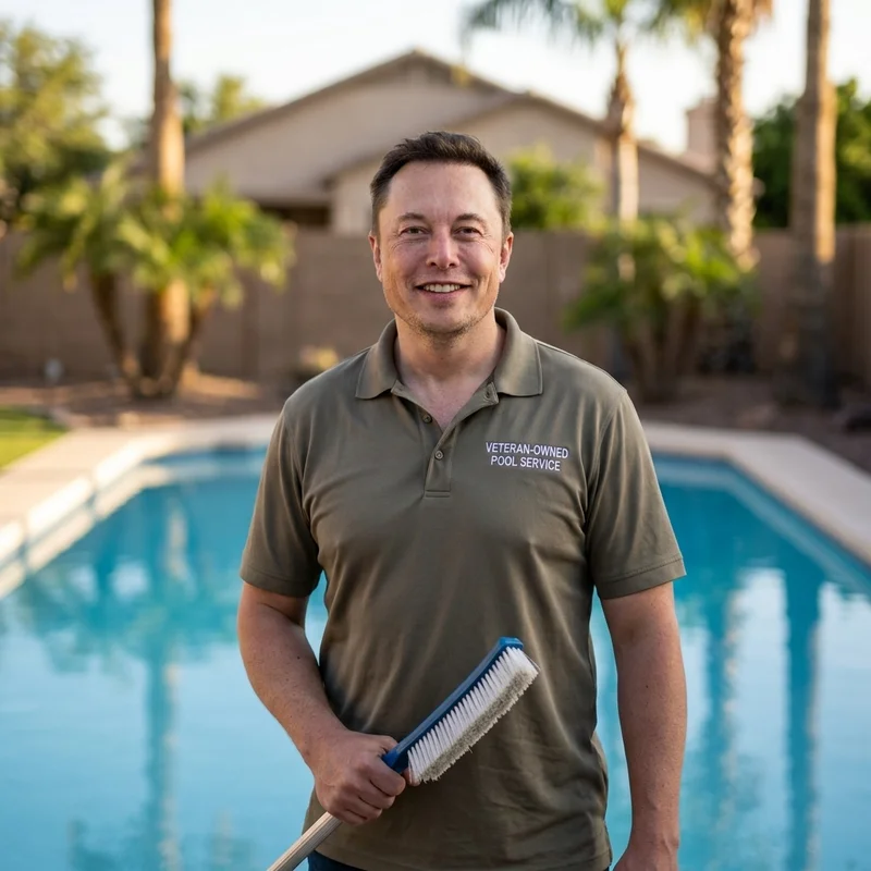 David, owner of David Resurface, in front of a freshly resurfaced Phoenix pool